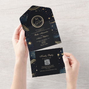 Invitation Tout En Un Mariage céleste de nuit étoilé