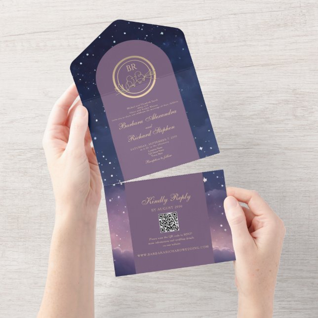 Invitation Tout En Un Mariage céleste de nuit étoilé (Déchirure)