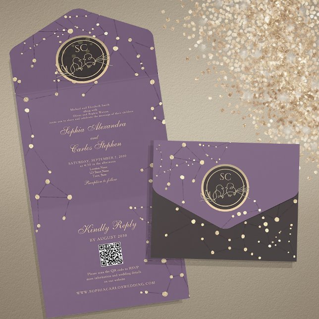 Invitation Tout En Un Mariage Céleste Élégant (Créateur téléchargé)