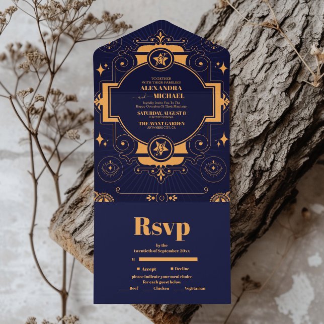 Invitation Tout En Un Mariage Céleste Élégant (Créateur téléchargé)