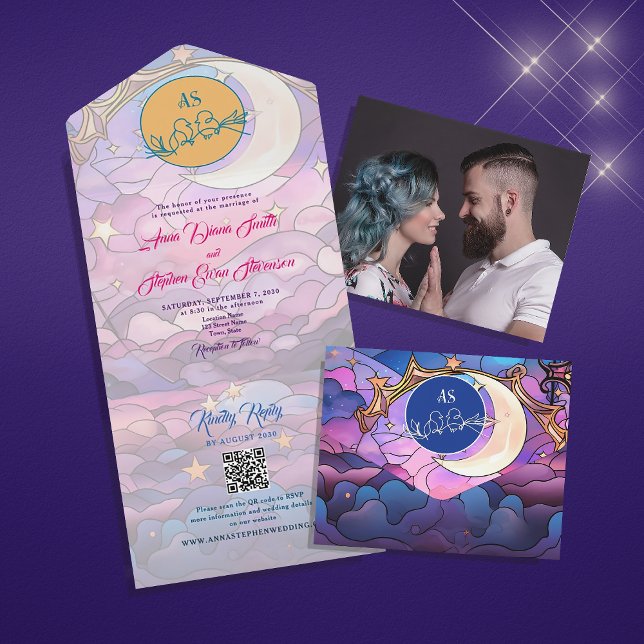 Invitation Tout En Un Mariage céleste unique (Créateur téléchargé)