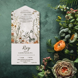Invitation Tout En Un Mariage Champêtre de Fleurs Sauvages Fantaisistes