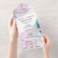 Mariage chic moderne aquarelle blanche rose et sar