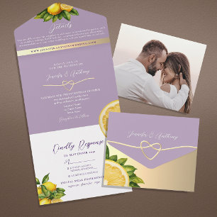 Invitation Tout En Un Mariage Citron Bohème Violet