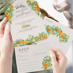Invitation Tout En Un Mariage Citron Fleur d'Oranger et RSVP
