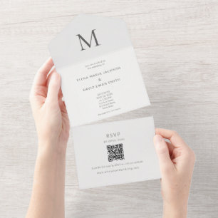 Invitation Tout En Un Mariage Civil Initial Unique