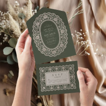 Mariage Classique en Dentelle Florale Vert Sauge