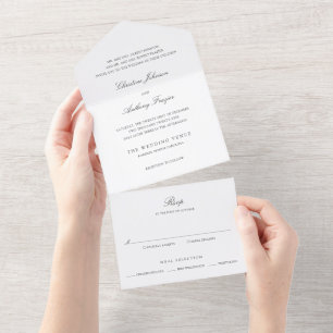 Invitation Tout En Un Mariage Classique Noir et Blanc à l'ancienne