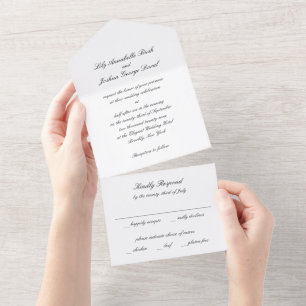 Invitation Tout En Un Mariage Classique Noir et Blanc Intemporel
