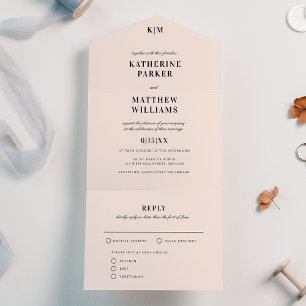 Invitation Tout En Un Mariage classique rose vif élégant