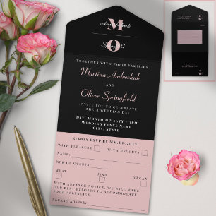 Invitation Tout En Un Mariage Classique Rouge Foncé 