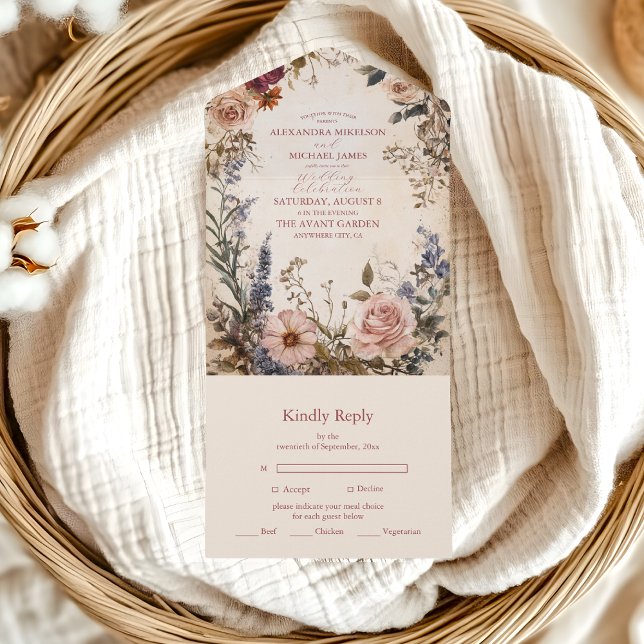 Invitation Tout En Un Mariage classique victorien Royal Floral (Créateur téléchargé)