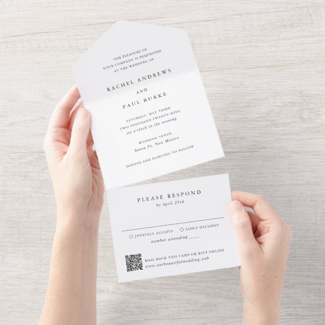 Invitation Tout En Un Mariage Code QR Formel Classique Intemporel (Déchirure)