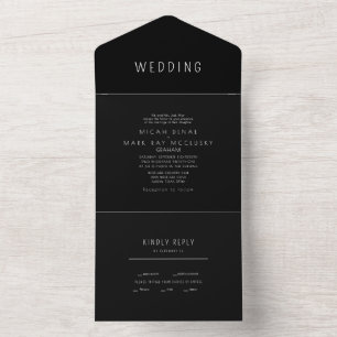 Invitation Tout En Un Mariage contemporain noir et blanc élégant