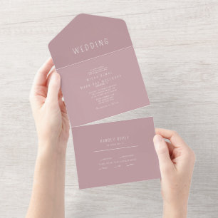 Invitation Tout En Un Mariage Contemporain Rose Poussiéreux Simple