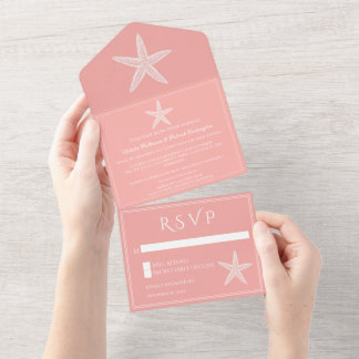 Invitation Tout En Un Mariage Coral Starfish