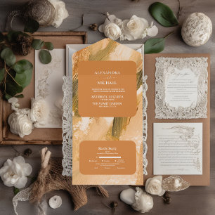 Invitation Tout En Un Mariage Coup de Pinceau Aquarelle Abstrait