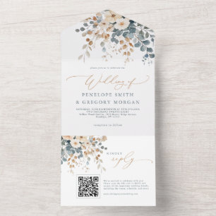 Invitation Tout En Un Mariage d'aquarelle florale moelleuse