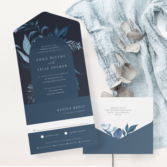 Invitation Tout En Un Mariage d'arc bleu d'hiver Azure (Créateur téléchargé)