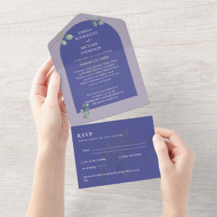 Invitation Tout En Un Mariage d'arc Eucalyptus 3in1 vert RSVP