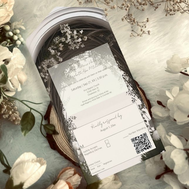 Invitation Tout En Un Mariage d'arche botanique romantique (Romantic Boho Botanical Arch Wedding All in One Invitation)