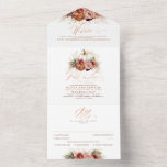 Invitation Tout En Un Mariage de automne Citrouille Terracotta Earthy Fl<br><div class="desc">Ces élégantes fleurs à l'ombre de terre et les invitations de mariage tout-en-un citrouilles tombent sont si compactes et vous font wow lorsque vous les dépliez. Le design botanique élégant comprend une adresse faire-part de mariage, une adresse de site Web mariage et une carte RSVP auto-adressée que les clients peuvent...</div>