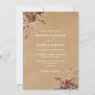 Invitation Tout en un Mariage de automne d'automne fleuri rus