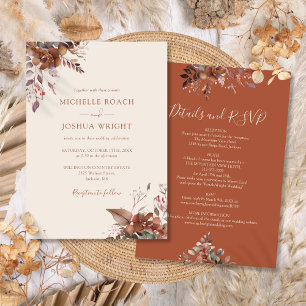 Invitation Tout en un Mariage de automne d'automne fleuri rus