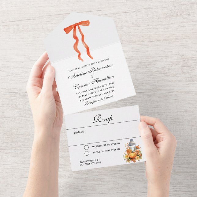 Invitation Tout En Un Mariage de automne moderne (Déchirure)