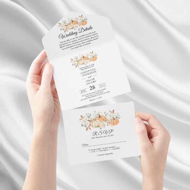 Invitation Tout En Un "Mariage de automne tout-en-un | Citrouille rustiq (Créateur téléchargé)