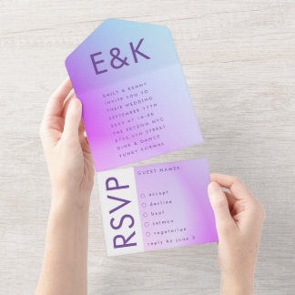 Invitation Tout En Un Mariage de automne violet ultra moderne