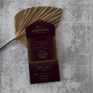 Invitation Tout En Un Mariage de calligraphie de la Parties scintillant