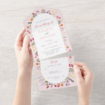 Invitation Tout En Un Mariage de calligraphie Fleur sauvage rose<br><div class="desc">Fleur sauvage rose Whimsical Mariage de calligraphie tout en une invitation</div>