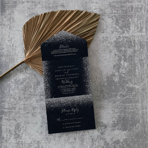 Invitation Tout En Un Mariage de calligraphie Silver Confetti