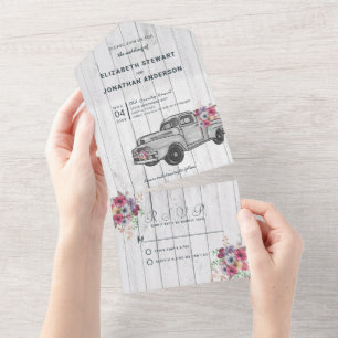 Invitation Tout En Un Mariage de camion vintage