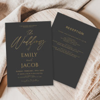 Tout en un Mariage de charbon gris or Script
