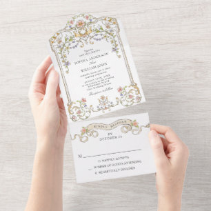 Invitation Tout En Un Mariage de charpente florale de Grace Orné Victori