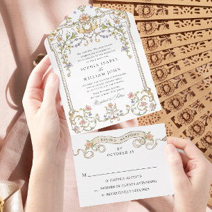 Invitation Tout En Un Mariage de charpente florale de Grace Orné Victori