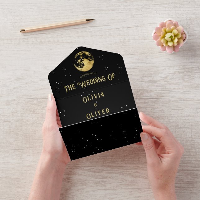 Invitation Tout En Un Mariage de code QR de la lune étoile céleste (Vidéo)
