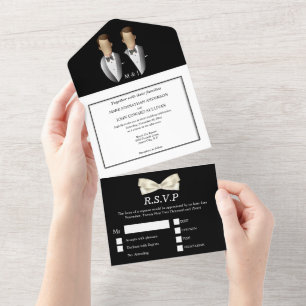 Invitation Tout En Un Mariage de couple gay en smoking formel