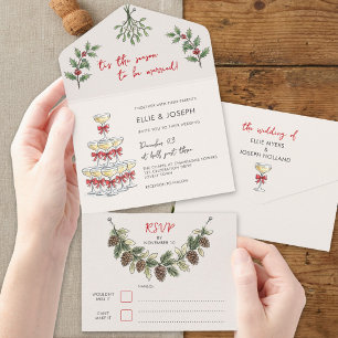 Invitation Tout En Un Mariage de Fête de Champagne Fantaisiste