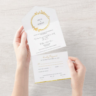 Invitation Tout En Un Mariage de feuillage d'automne d'or