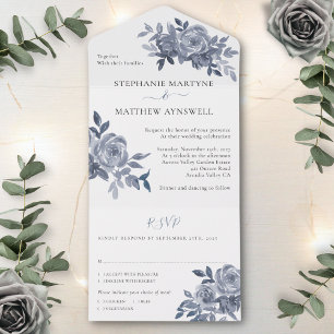 Invitation Tout En Un Mariage de feuillage Rose gris poussiéreux