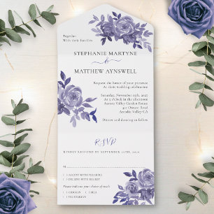 Invitation Tout En Un Mariage de feuillage Rose pourpre Dusty