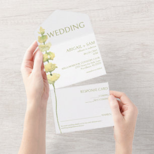 Invitation Tout En Un Mariage de Fleur Sauvage de Printemps Jaune