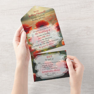 Invitation Tout En Un Mariage de fleurs de Red Poppies