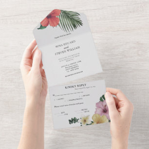 Invitation Tout En Un Mariage de fleurs tropicales