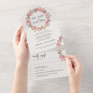 Invitation Tout En Un Mariage de germe de feuilles d'automne de l'Eucaly