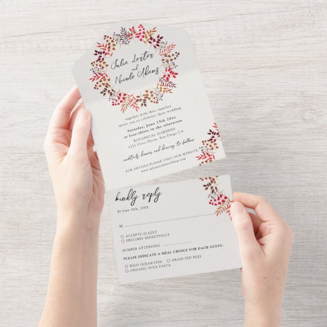 Invitation Tout En Un Mariage de germe de feuilles d'automne de l'Eucaly (Déchirure)