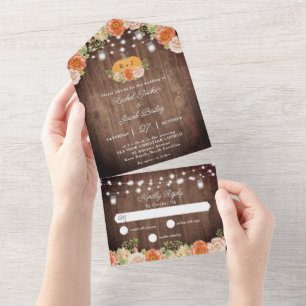 Invitation Tout En Un Mariage de Jar Citrouille Rustique Automne